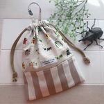 昆虫 ドット柄 給食袋  コップ袋 お道具袋 新学期