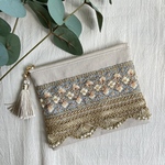 インド刺繍リボン＊タッセルポーチ
