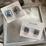 ピアス 金属アレルギー対応 サージカルステンレス シェル ブラック 黒 秋 結婚式