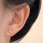 月のピアス 繊細 小ぶり 小さめ ピアス／ 樹脂イヤリング／樹脂ピアス