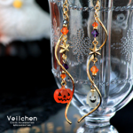 ハロウィンかぼちゃのカラフルウェーブピアス（イヤリング）