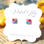 No.54446 小さいモザイク樹脂ピアス アレルギー対応 made by PISTOL LILY