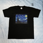 ゴッホ　星月夜　綿5.6TシャツSサイズ　黒　SMLサイズ有り