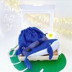 【名入れプリント】幸運のおまもり　2way　クジラのベビーリュックor巾着&ぬいぐるみセット／　海　ハワイアン　ベビーギフト