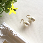 変色しない14kgf 使用♪☆コットンパールの１粒ピアス☆