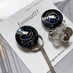 【 asymmetry✖︎longchain ✖︎ navy】 ボタン　アレルギー対応　ピアス　イヤリング　ヴィンテージ