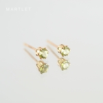 14kgfペリドット(6本爪/3mm) 天然石ピアス 送料無料