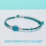 ［再販6］ブルーフローライト　シングル　ワイヤーブレスレット　#minne_new #フローライト#ブルーフローライト