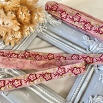 50cm  インド刺繍リボン  チュール　花柄  ピンク   #nt35