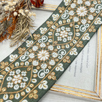【50cm単位】インド刺繍リボン 75ｍｍ 幅広 rin-0054 オリーブ