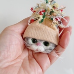 羊毛フェルト猫ブローチ