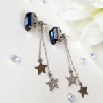  2way/スワロと星の煌めきチェーンピアス☆シルバーブルー