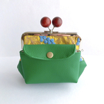  カード収納ケース付き刺繍花柄の親子がま口wallet