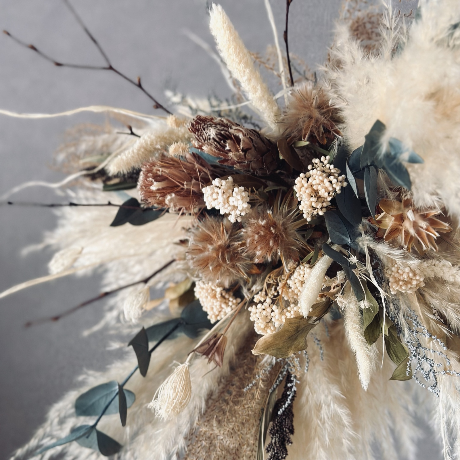 ドライフラワー吊り下げ】秋インテリア くすみブラウン パンパスグラス