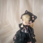 ピンク色りぼん付き、フリルヘッドドレス【オビツ11 / ob11 / あまむす / お洋服　/ ドール服/ ハンドメイド/ 服/ オビツ11服】