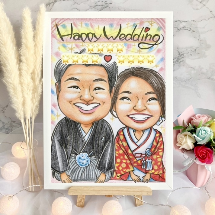 似顔絵　結婚式　受付　ウェルカムボード　ウェルカムスペース　イラスト　両親贈呈品　プレゼント　結婚祝い