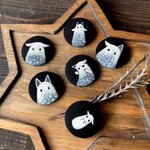 「猫木霊 原画布バッチ」絵本猫木霊のキャラクター 猫木霊グッズ 徳島洋子作品