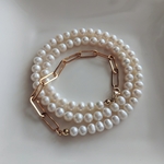 淡水パールのマルチウェイネックレス◆ロングネックレス.２連ネックレス.ブレスレット、merci.天然石.ジュエリー.アンティーク