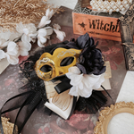 ハロウィン～ミステリアス･マスカレードチョーカー(ゴールド)～ ペット用アクセサリー ペット用チョーカー ハロウィンアクセサリー 撮影会 犬 猫 仮面舞踏会 仮面 悪魔 魔女 死神 おばけ