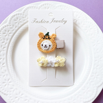 🎃パンプキンくまちゃんセット 💛 / ヘアクリップ　ヘアピン　ベビーヘアクリップ　お花のヘアクリップ　ハロウィンヘアクリップ