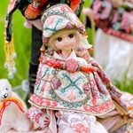 インド刺繍リボンの、帽子付きケープ〈天然石〉