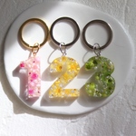 ＊送料無料＊お花いっぱい数字のキーホルダー/名入れ可能【受注製作】