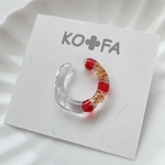 イヤーカフ　赤クリア　小さめ　レッド