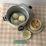 電鍋 日本版白　ミニチュア海老焼売と肉まんセット