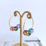 ★特別価格＊ヨーヨー柄ガラス＊フープピアス【385,386】