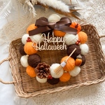 【特集掲載】ハロウィン ハロウィンリース　ハロウィーン オレンジカラー🧡 木のみ×ほうき×ブラウンリボン