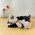 再販☁︎USAコットン☁︎大人クロスヘアバンド☁︎猫と毛糸柄×裏に黒無地