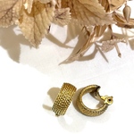 0498 MONET アンティークゴールドフープVINTAGE EARRING MONETヴィンテージ　イヤリング　アンティーク  クラシカル　クリップ　　カジュアル　入学　卒業　シルバー　レトロ