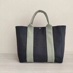 ☆sun-0111様専用☆トートバッグLL 横マチ  ネイビー×スモーキーセラドン  倉敷帆布