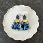 スワロフスキー×刺繍リボンのピアス/イヤリング