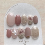 new｡ﾟピンクベージュのくすみフラワー