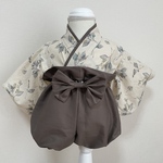【即納品】ベビー袴　ミモザ×ココア　70-80cm