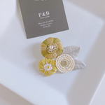 【新作】丸花 maruhana yellow ビーズ刺繍ブローチ