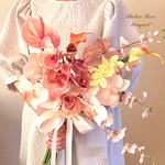 🍀オーダーブーケL受付ページ💐ブートニア付き✨ウェディングブーケ　アーティフィシャルフラワー　アーティフィシャルフラワーブーケ　ブライダルブーケ　前撮り　胡蝶蘭　アンスリウム　カラー
