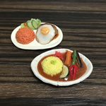 『日替わりランチ AとB』★目玉焼きハンバーグ・夏野菜カレー★ミニチュアフード ２個セット