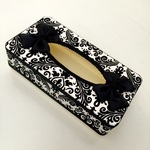 ダマスク柄ダブルリボンティッシュケース