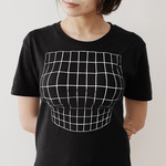 WMサイズ/ 妄想マッピングＴシャツ/ Illusion grid/ Black