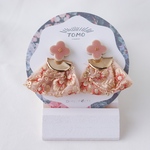 no.126 お花 タイル インド刺繍 リボン ♡ ピンク×ピンク　ピアス
