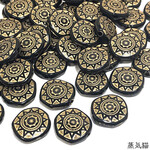 アンティーク調ビーズパーツ 星紋章柄 ブラック 30個【コイン型素材】