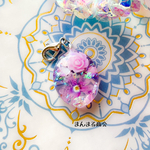 使い方自由【ブレスレットチャーム】ピンク／パープル／花手毬／押し花／クリア／クラシカル／薔薇／ドライフラワー／レトロ／ポップ／チャーム／シルバー
