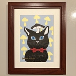 【アート】　かわいい猫の絵　猫の絵　黒猫　きのこ猫