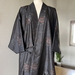 大島紬　作務衣　上衣　着物リメイク　現品限り　可愛い花柄　簡単和服