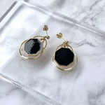 ブラック　ゴールド　フープ　ピアス　イヤリング　シンプル　上品