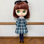 【受注製作】リバティプリント タータンチェックセーラーカラーワンピース
