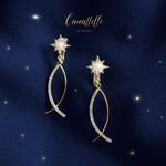 カットガラス輝く ☆ 流れ星のネジバネ式イヤリング ~etoile~