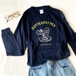 【Sサイズ １点のみ】Butterfrypea ロンＴ（ネイビー）｜バタフライピーの長袖Tシャツカットソー〔紅茶シリーズ〕